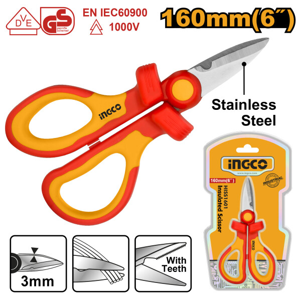 TIJERA AISLADA 160MM INGCO HISS1601 TIJERA AISLADA 160MM INGCO HISS1601