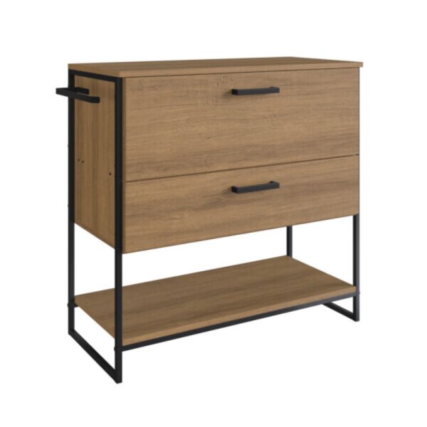 MUEBLE DE BAÑO 80 CM CON TAPA S/BACHA - MIEL/NEGRO MUEBLE DE BAÑO 80 CM CON TAPA S/BACHA - MIEL/NEGRO