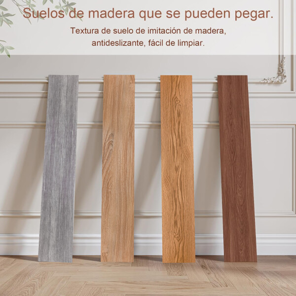 Piso Flotante Vinilico 10 M2 Diseño Madera Tabla De Pegar ® Variante Color Marron Claro 3