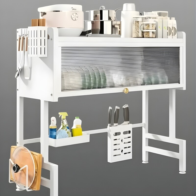 Escurridor de Vajilla Rack Lumax con Puerta 65x30x78cm Blanco