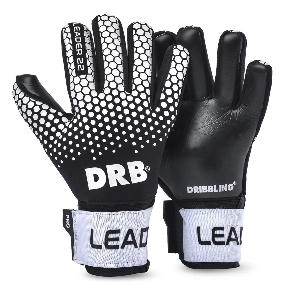 Guantes Dribbling LEADER 23 - Negro - Blanco 