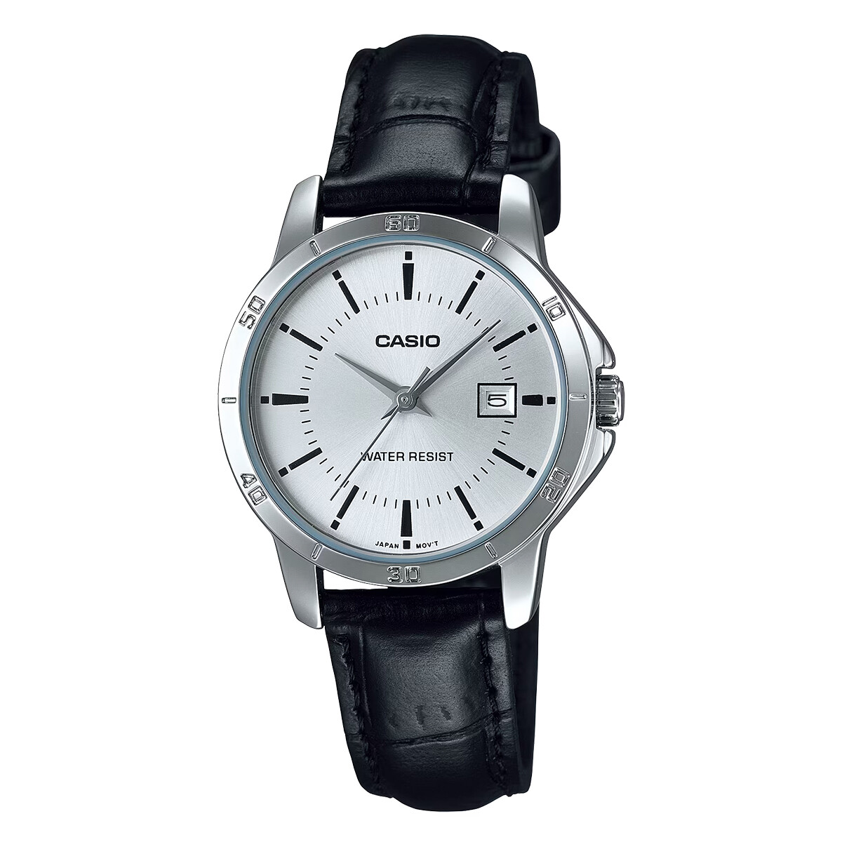 Reloj Casio en Cuero Negro/Plateado 