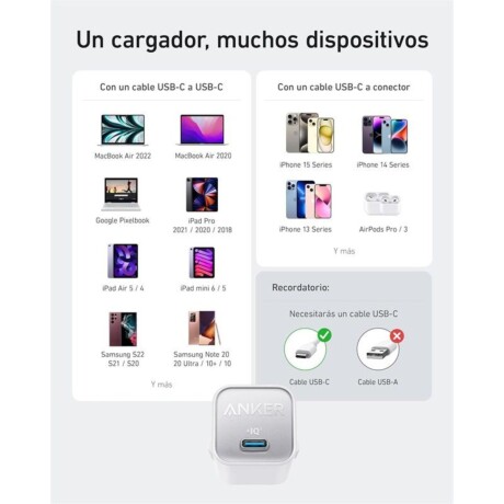 Cargador Anker USB-C 30W V01