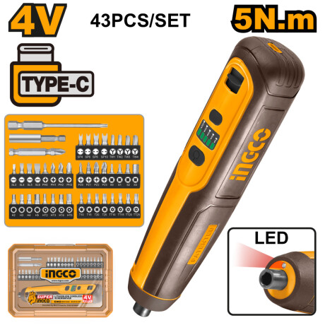 Set Atornillador A Batería Ingco 5 Nm 4V + Valija 001