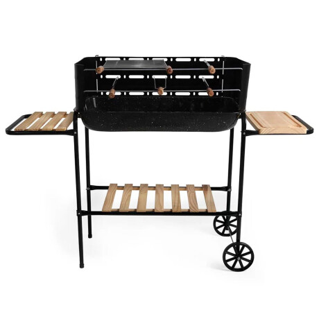 Set Asador con Parrillero Rodeio Mor + Cubiertos Asado X4 Negro