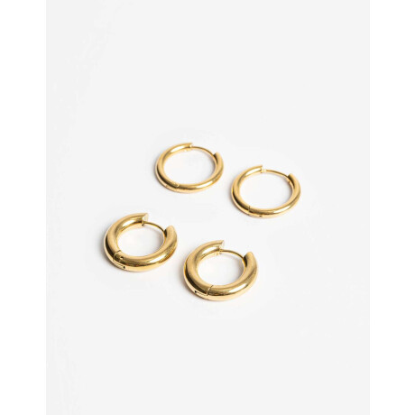 Set De Argollas Acero Dorado