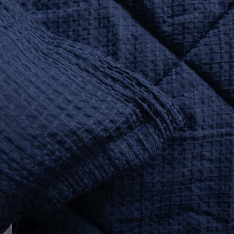 SET DE ACOLCHADO SUPER KING POLIESTER AZUL GOFRE MARINO