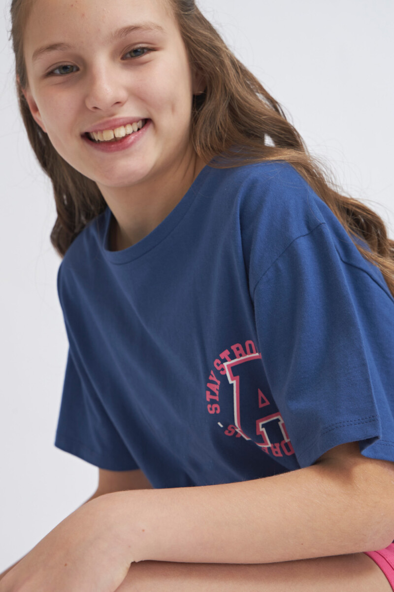 Camiseta manga corta con elástico Azul