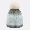 Gorro De Lana PomPom Gris/Celeste