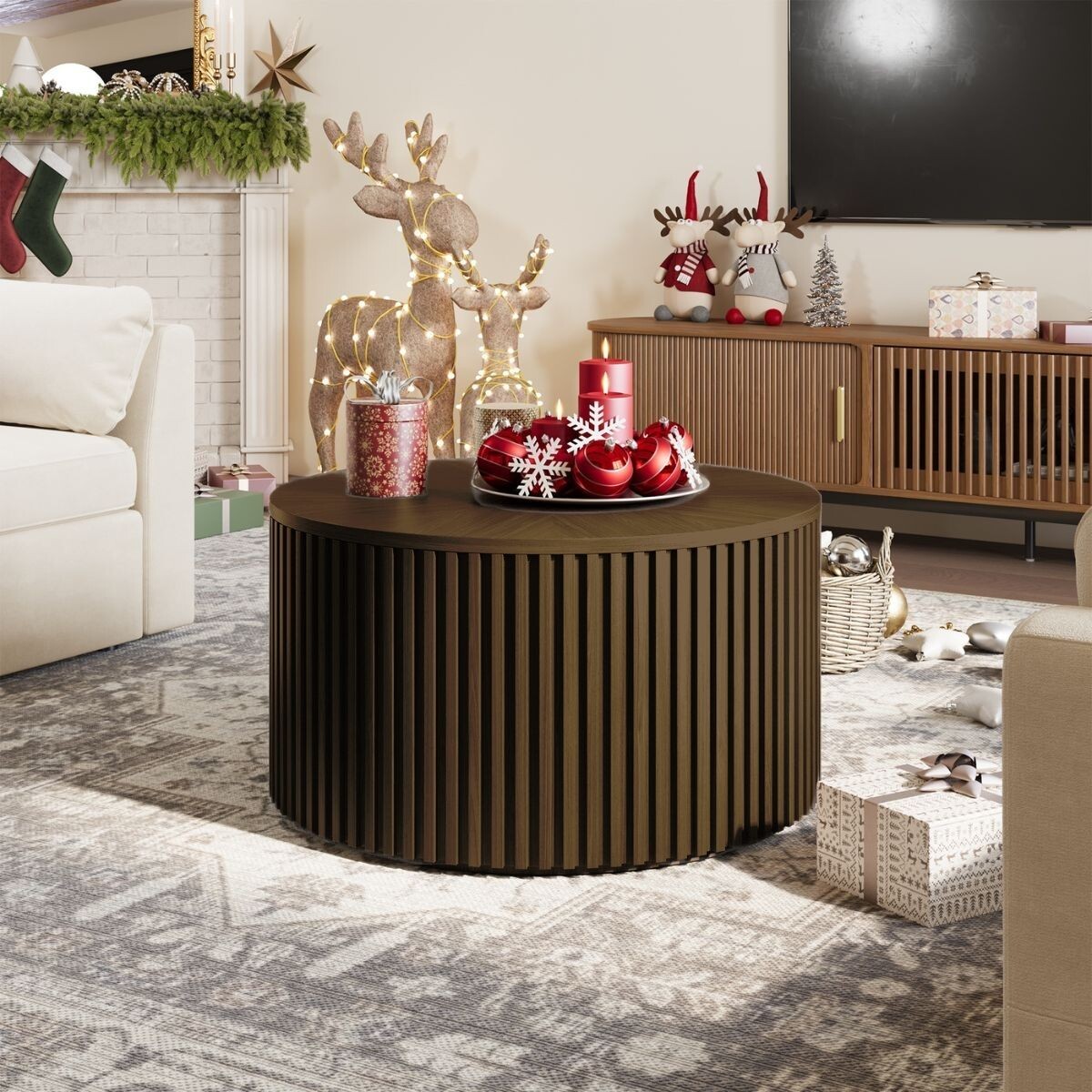 MESA DE CENTRO 3D MARRÓN CIRCULAR 