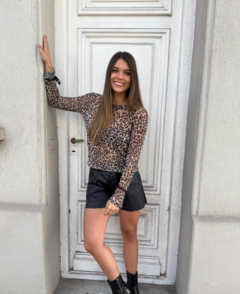 Remera print microtul beige