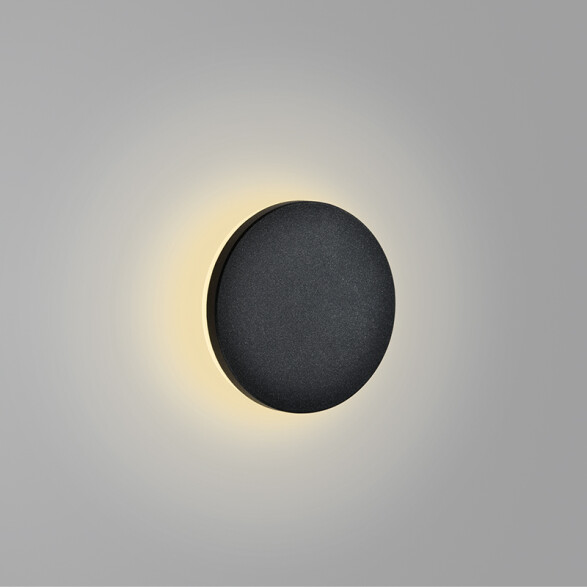 Aplique LED pared redondo negro IP45 cálida 9,6W IX9850