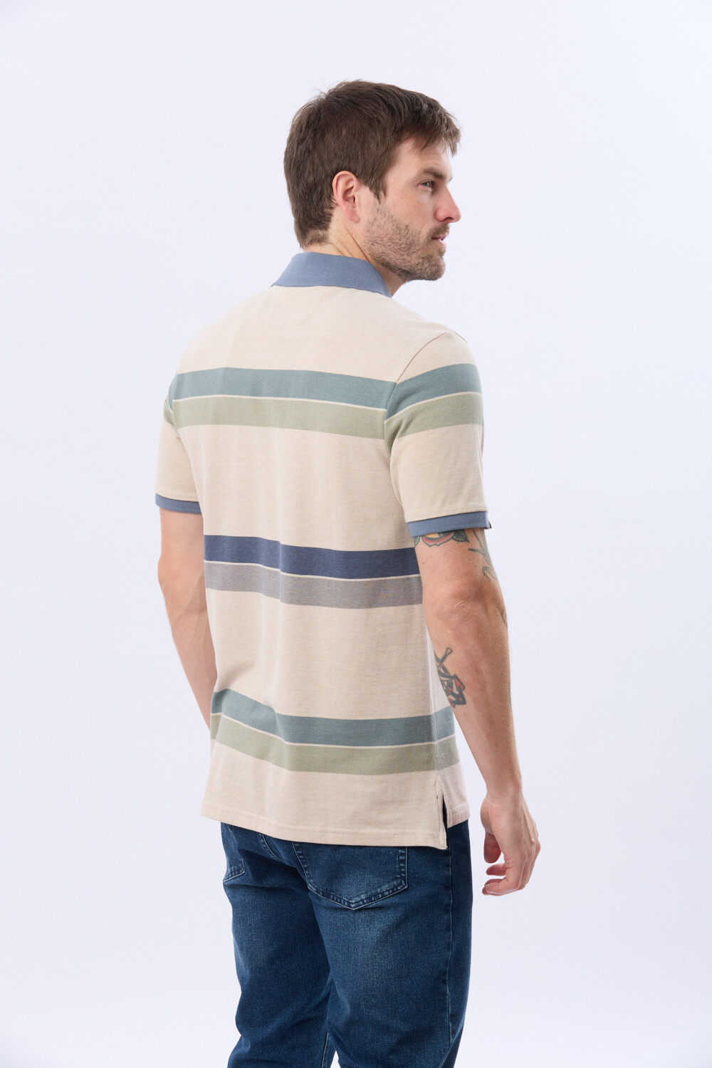 REMERA POLO RAYADA Beige