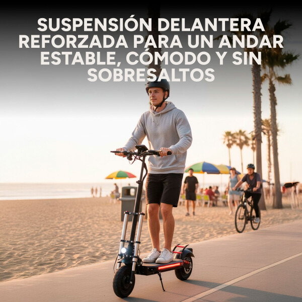 Scooter Monopatín Eléctrico Gogreen Punch Rage 1000w 60 km/h Color Negro