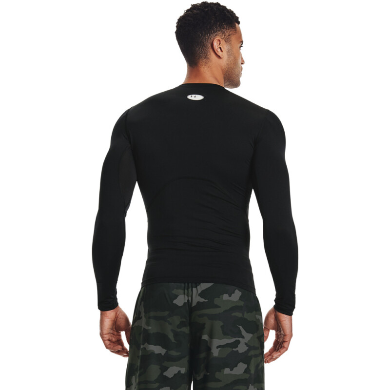 UA HG Armour Comp LS-WHT BLK-001