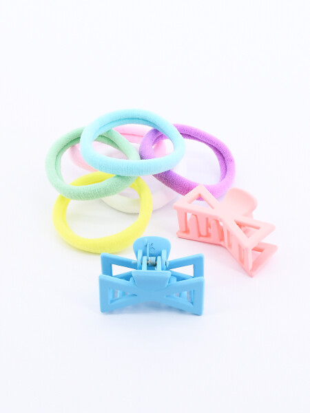 PINZA Y COLEROS PACK X 8 MULTICOLOR