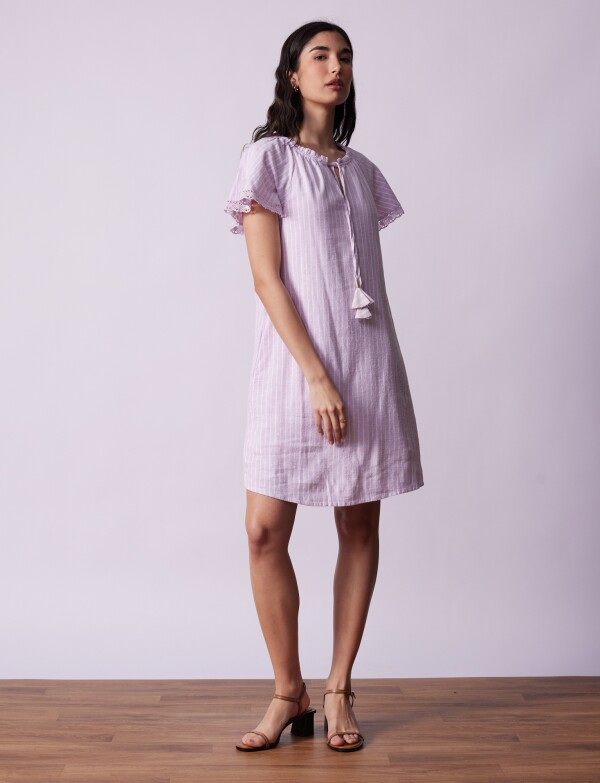 Vestido Lino Lineas LAVANDA