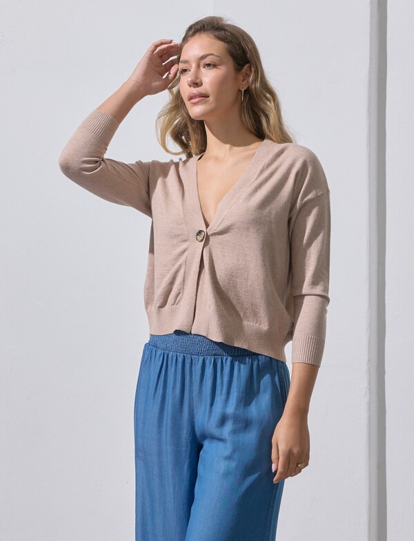 Cardigan 1 Boton TOSTADO