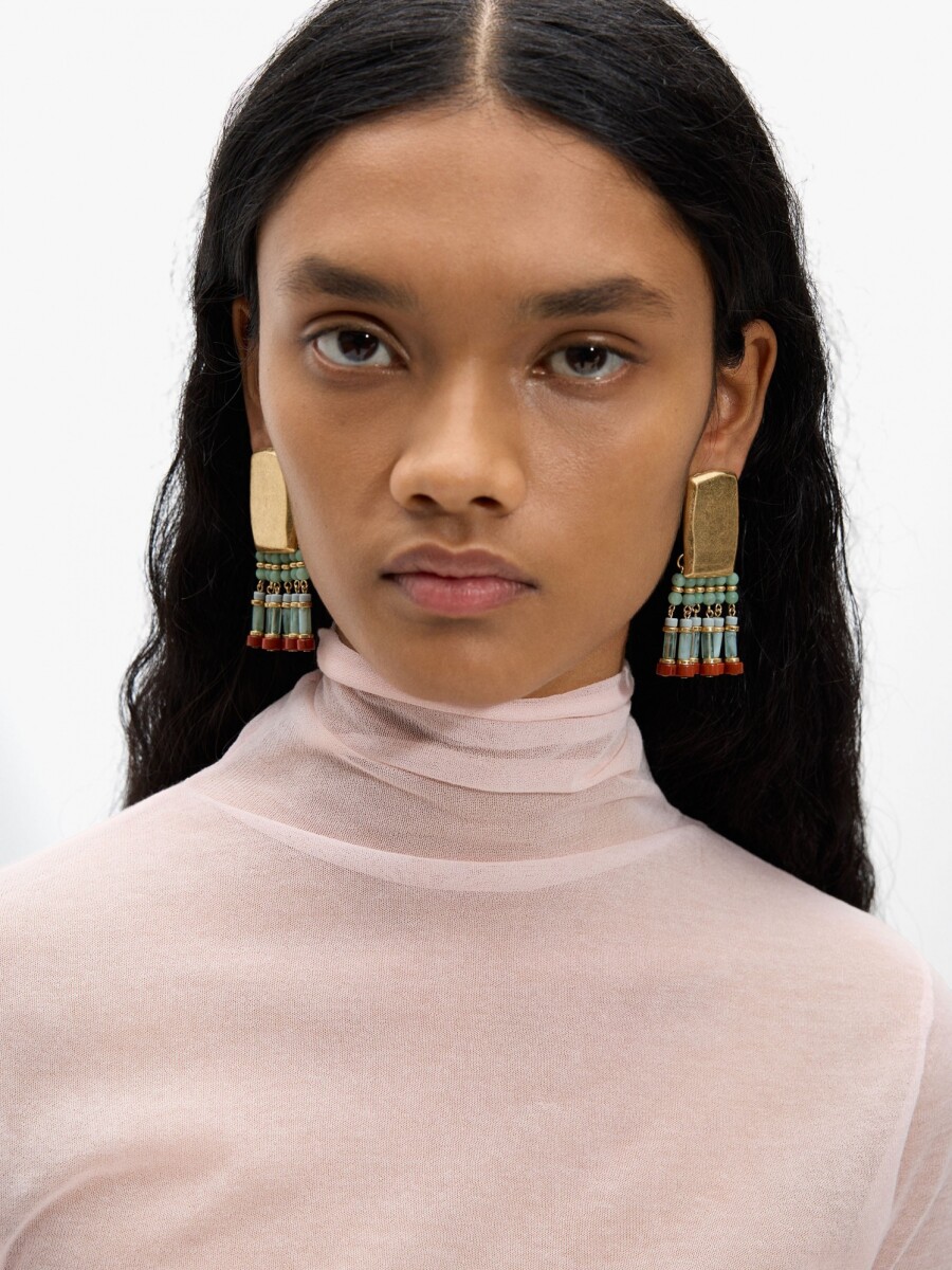 Pendientes Irregulares Con Cuentas multicolor