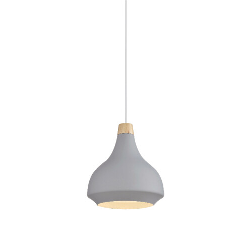 Lámpara colgante campana metal gris y madera Ø34cm IX9020