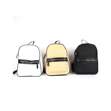 Mochila capitoneada en tela Canva Beige