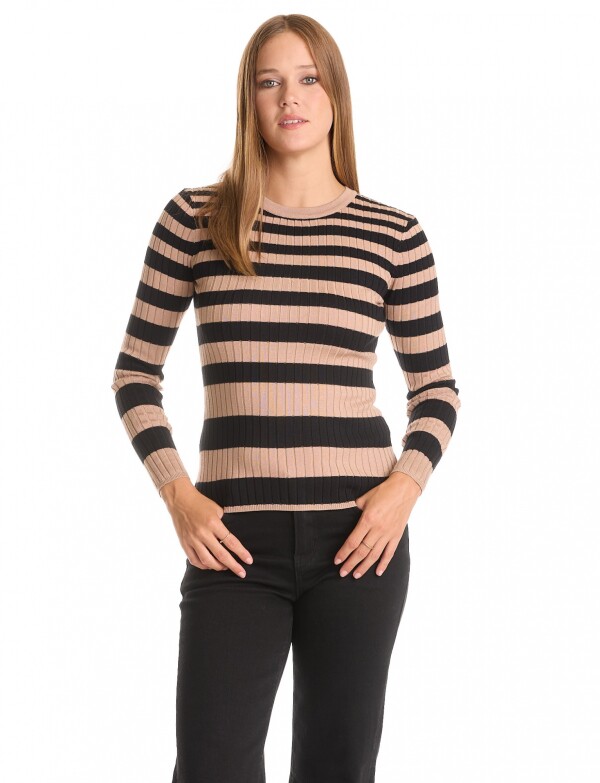 Buzo Ribs Lineas NEGRO/TOSTADO