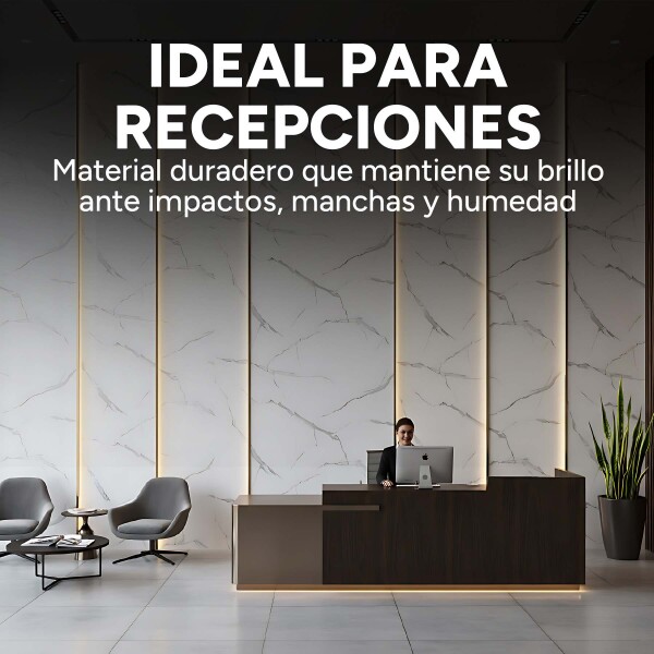 Placa PVC Símil Mármol 2,44 x 1,22 m Mármol Blanco Gris Claro 1