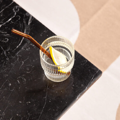 Vaso de vidrio acanalado apilable chico Vaso de vidrio acanalado apilable chico