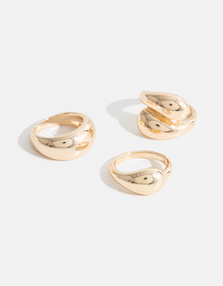 Sets Anillos Metal Set De Anillos Gota Chunky - Dorado