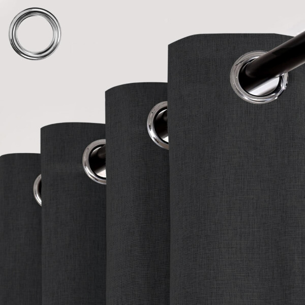 Cortina 100% Blackout 2Paños 140x220 Textura Lino Doble Faz Variante Color Gris Oscuro