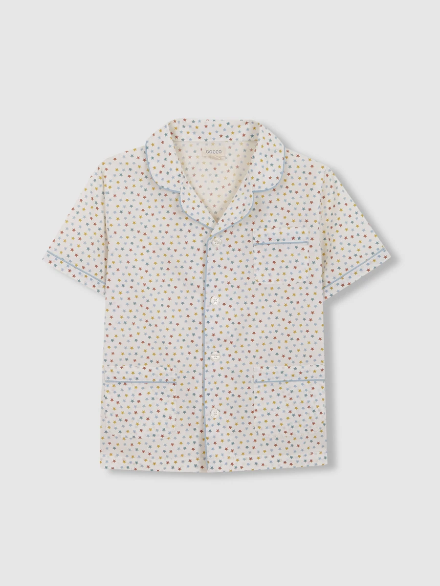 Pijama Corto Con Estrellas Multicolor Blanco Roto