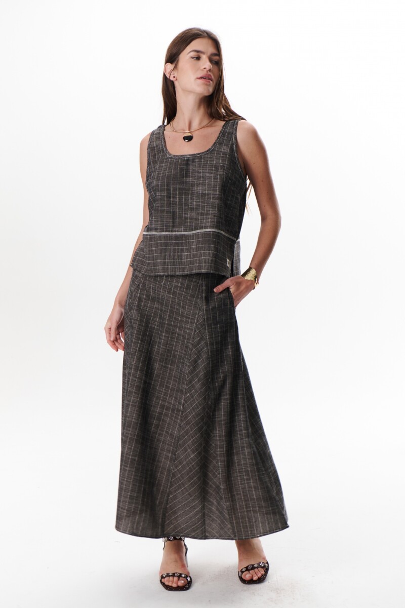 FALDA LINO RAYA NEGRO