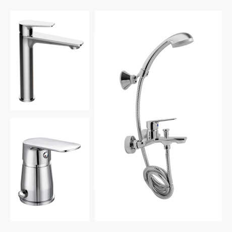 JUEGO COMPLETO DE GRIFERIA INCLUYE DUCHA EXTERIOR, LAVATRIO ALTO Y BIDET TERMINACION CROMO LINEA SPRINT 000