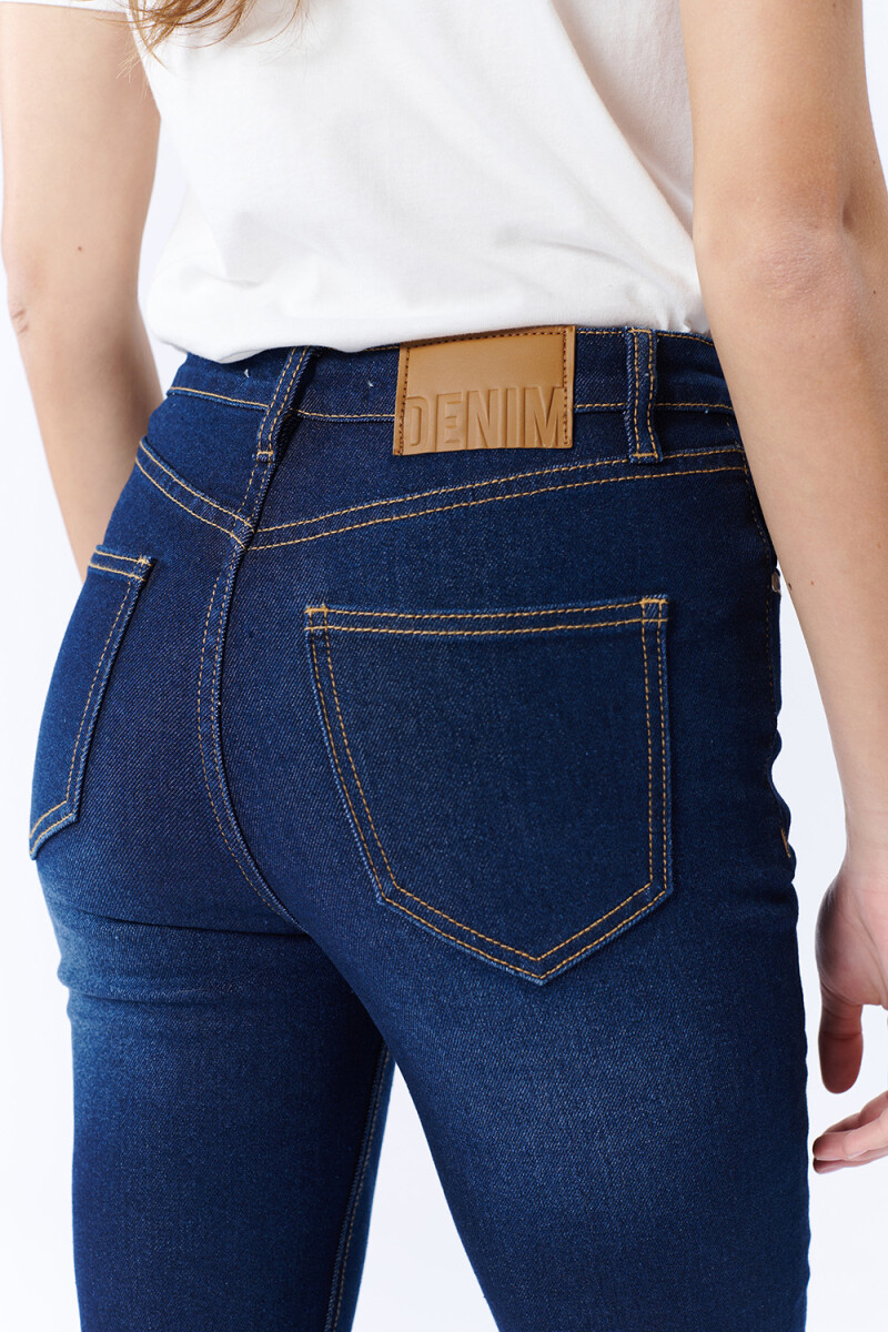 PantalÃ³n Jean Cropped Flare Azul oscuro