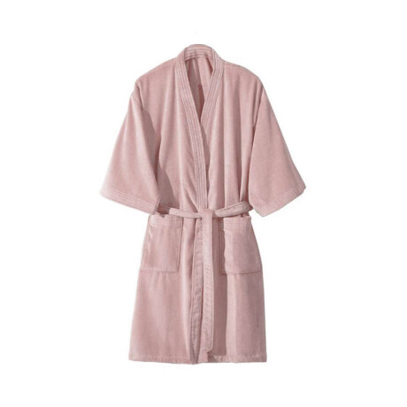 Bata Baño Dohler Velour 100% Algodón Talle P al XXG Rosa Claro
