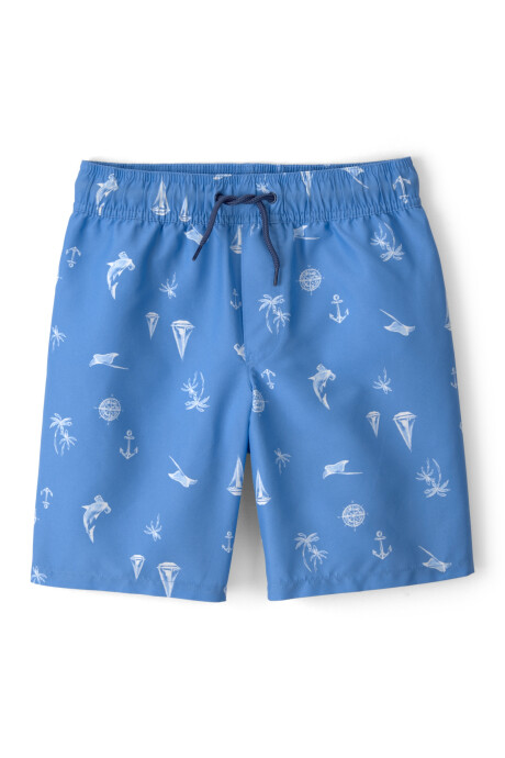 Short de baño con protección UPF 50+, azul, diseño veleros Sin color