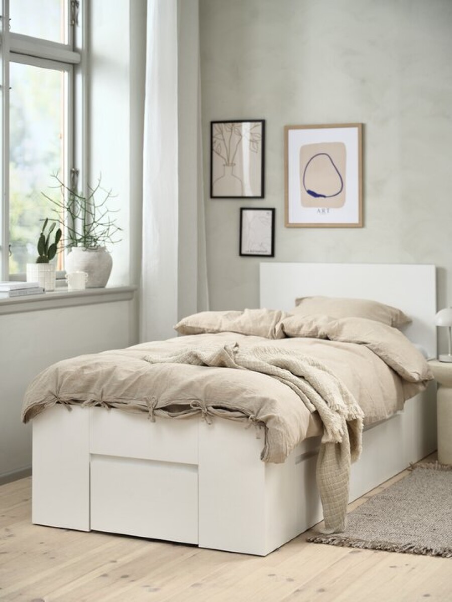 Estructura cama LIMFJORDEN 90x190 2 cajones blanco 