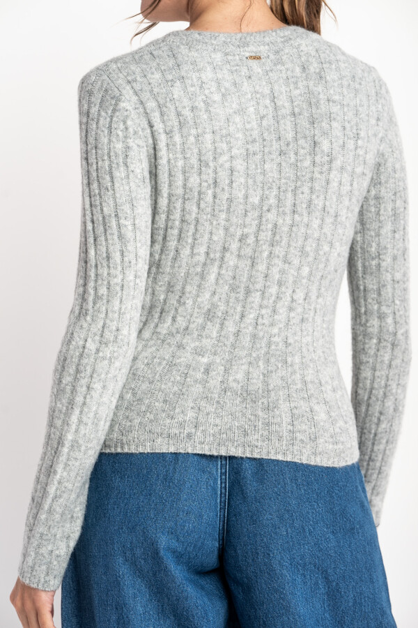 Sweater Grueso Acanalado Gris