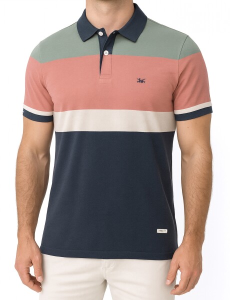 REMERA POLO RAYADA Coral