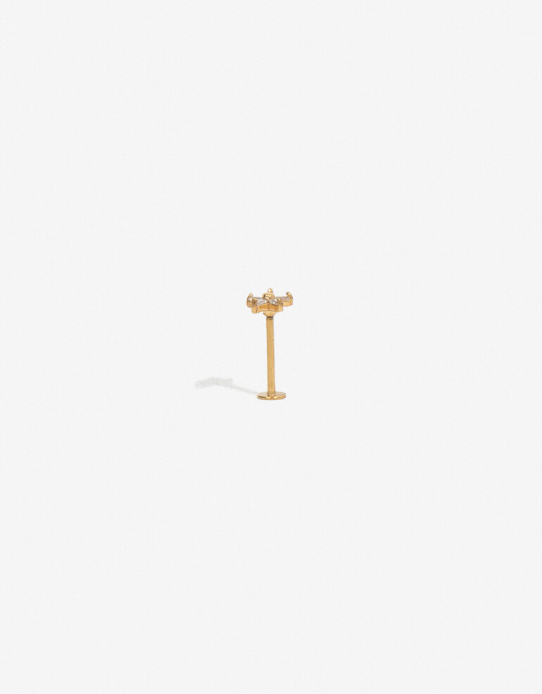 Bijouterie Vs Strass Piercing De Titanio Con Flor Strass - Dorado