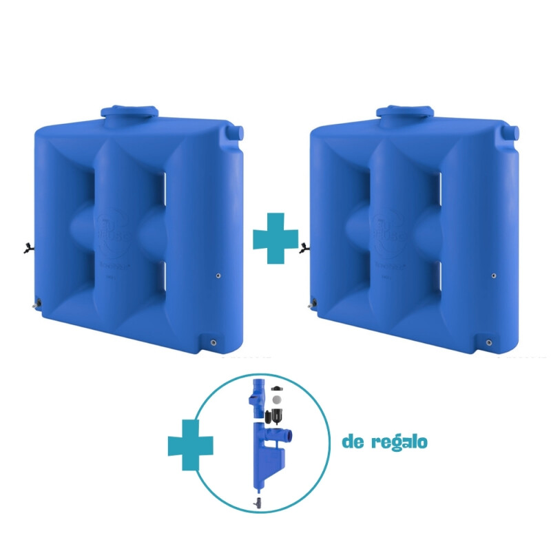2 Colectores de Agua + Filtro de Regalo 1000 lts. Azul
