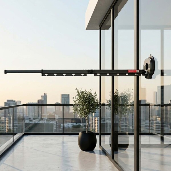 Tendedero Ropa Plegable Extensible 96 Cm 180° Ventosa Balcón Color Negro