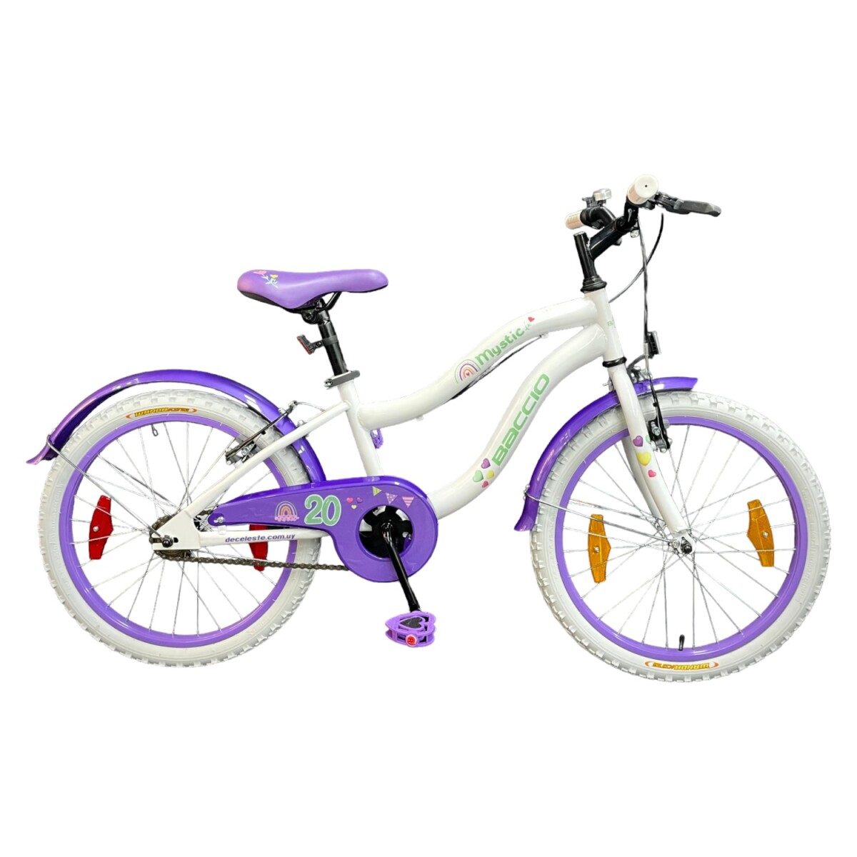 Bicicleta Infantil Baccio Mystic Rodado 20 De Paseo Con Ruedas Estabilizadoras - Blanco/Violeta 