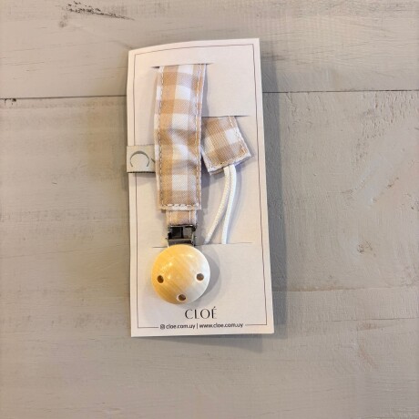Portachupete Boton Vichy Beige