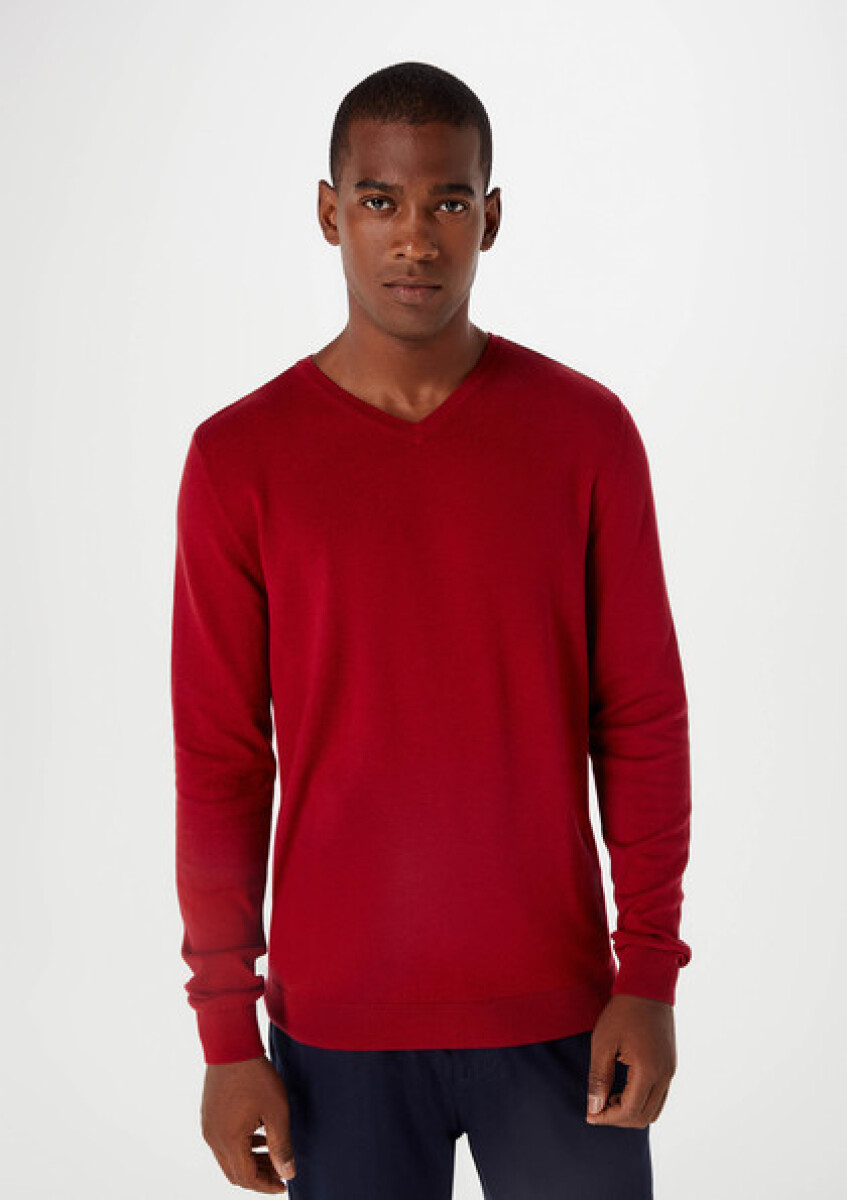 BLUSAO MASCULINO ADULTO (SWEATER) - ROJO OSCURO 