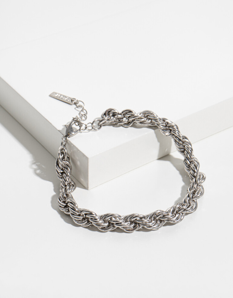 Pulseras Flexibles Metal Pulsera Trenzada - Plateado