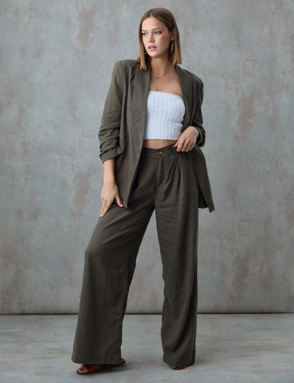 Pantalon Lino Wide OLIVA