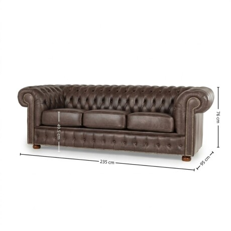 Sofá Chesterfield Novo - Cuero Advanced - 3 cuerpos Havana
