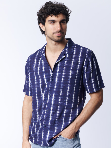 Camisa viscosa estampa arabescos Abstracta Azul