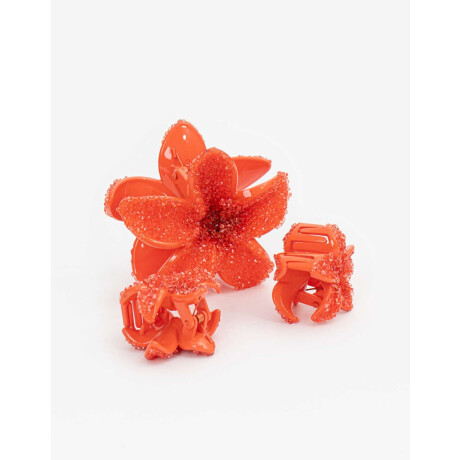 Set De Broches Flores Naranja Medio